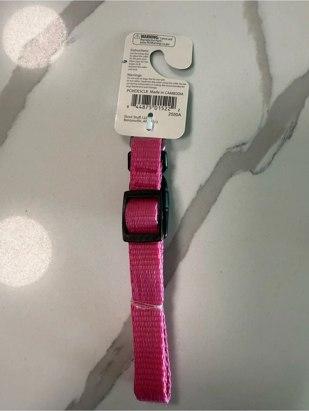 Stout Stuff Pet Dog Sturdy Solid Collar Pink Adjustable Medium 10-16 New